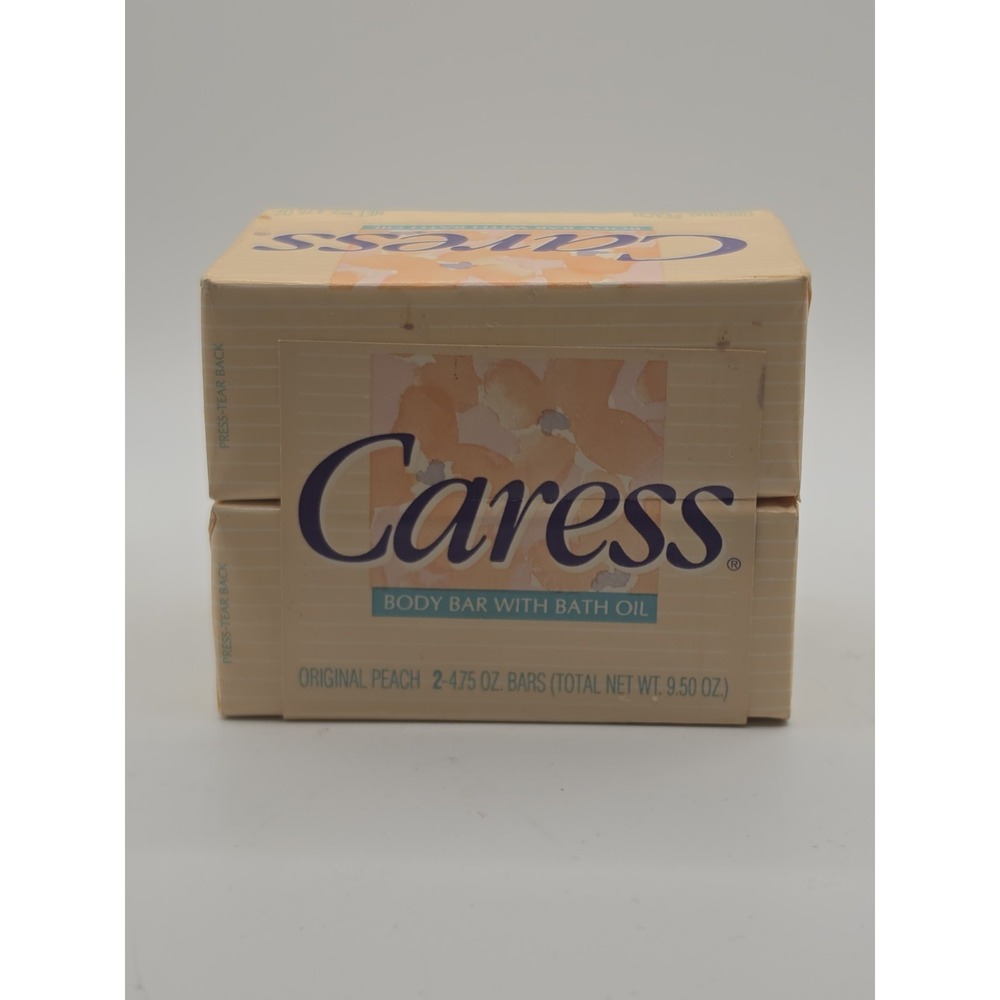 Vintage Caress Soap Bar Bath Oil Original Peach 1991 Lot of 2 4.75oz 9.5oz Total
